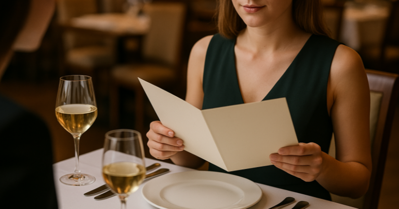 Menükarte speziell für Damen