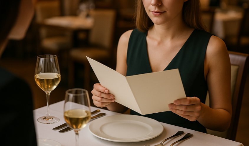 Menükarte speziell für Damen