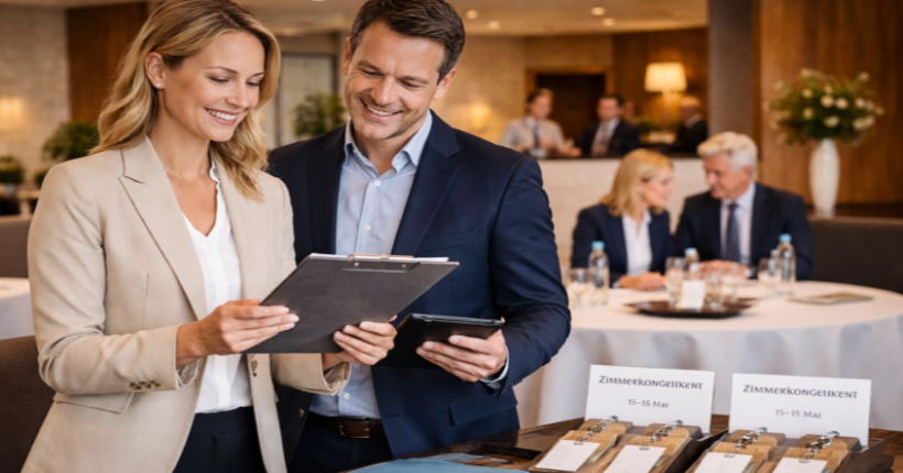 Hotelzimmer für Gruppenreservierung vorbereitet