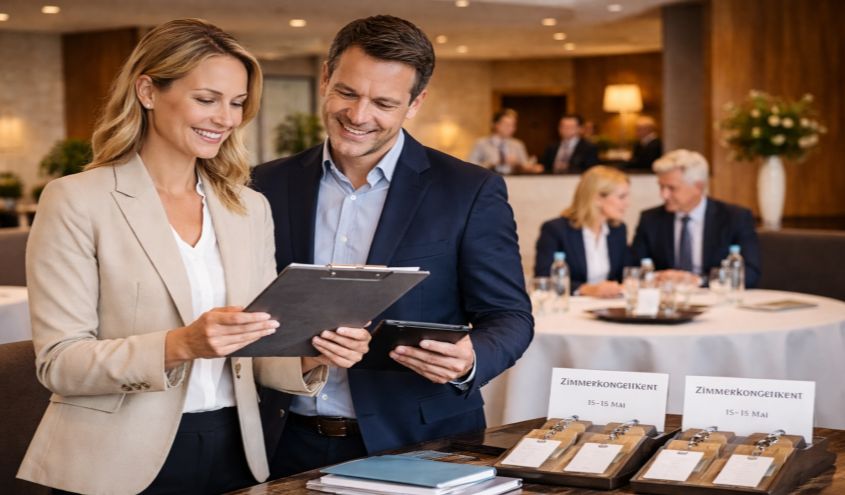 Hotelzimmer für Gruppenreservierung vorbereitet