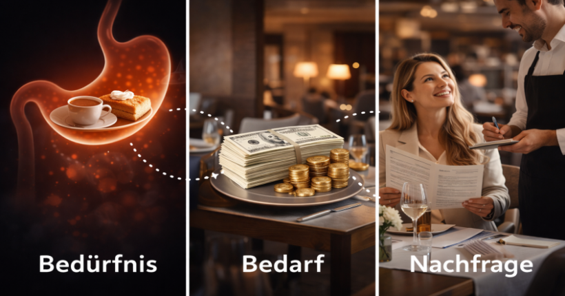 Bedürfnis, Bedarf und Nachfrage erklärt für Auszubildende