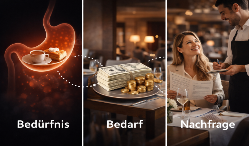 Bedürfnis, Bedarf und Nachfrage erklärt für Auszubildende