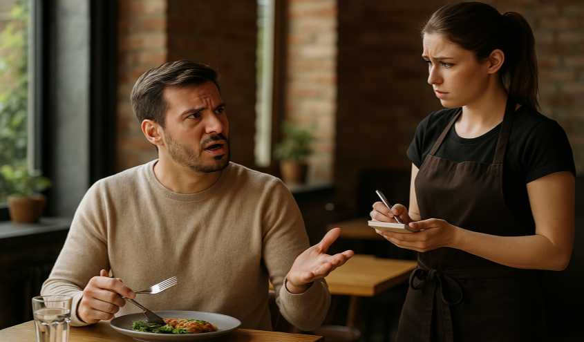 Gastronomie Mitarbeiter nimmt Gästebeschwerde entgegen