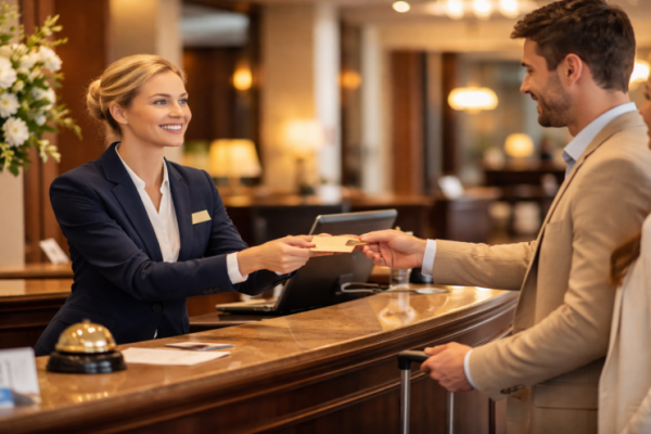 Front Office Empfangsbereich eines Hotels mit Rezeption
