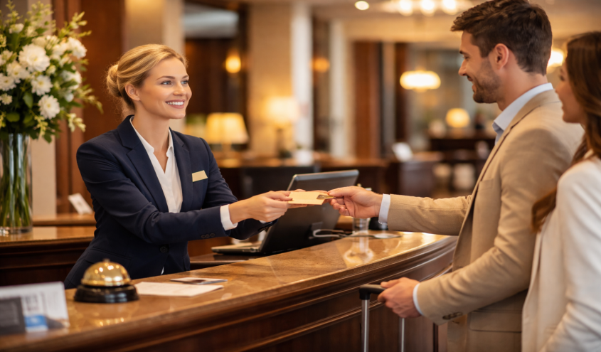 Front Office Empfangsbereich eines Hotels mit Rezeption