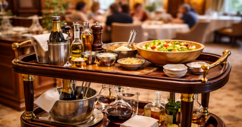 Mobiler Gueridon-Servierwagen in einem Restaurant