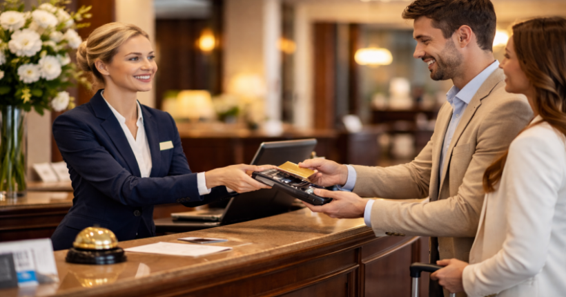 Gast bezahlt Hotelbuchung im Voraus