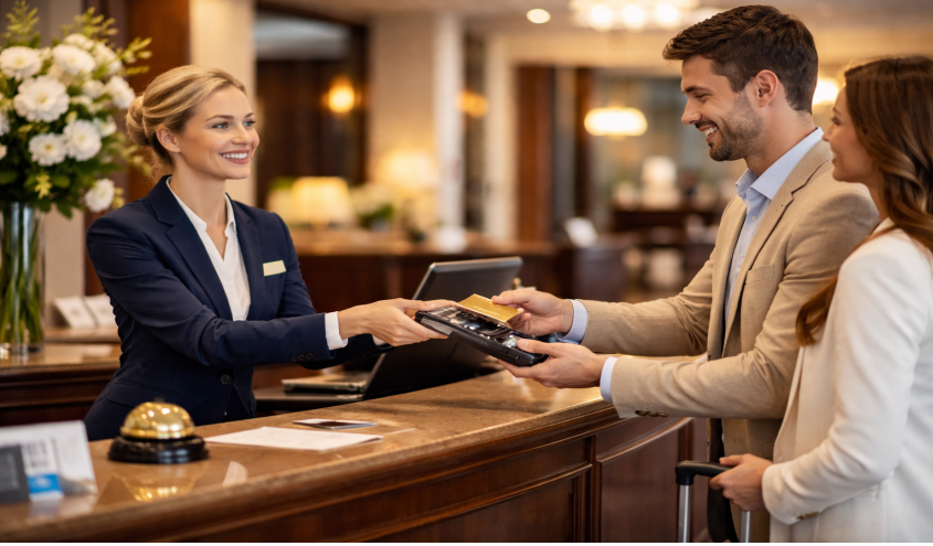 Gast bezahlt Hotelbuchung im Voraus